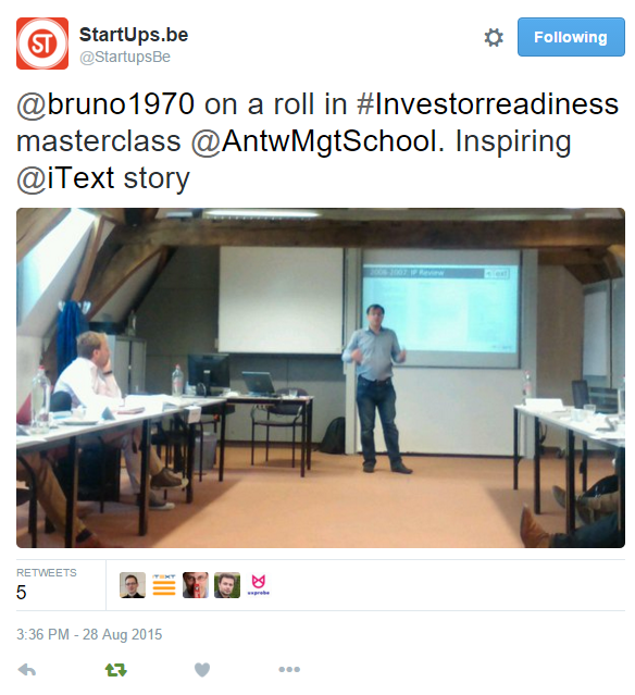 tweet showing me at the Antwerp Management School