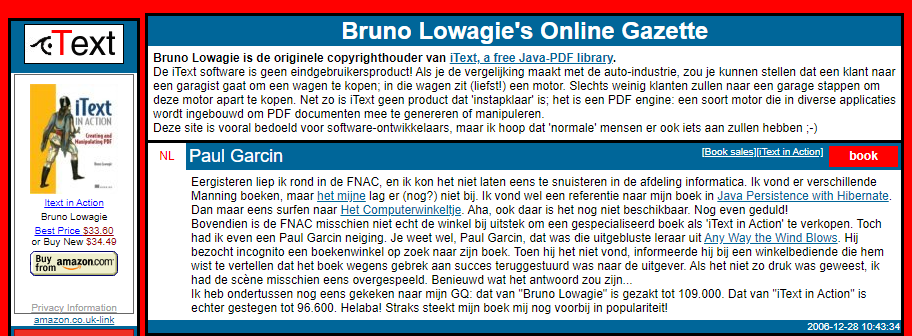 screenshot lowagie.com website 2006
