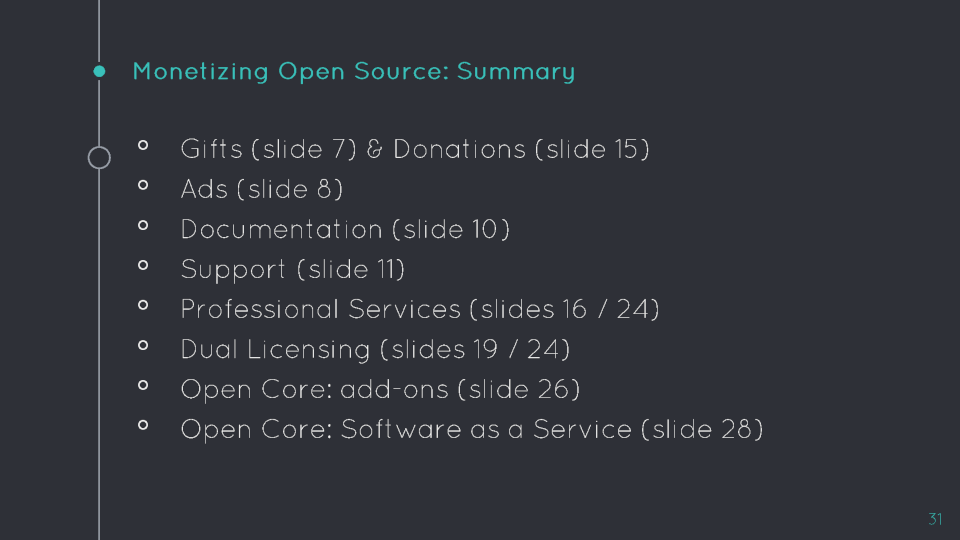 Open Source Survival: summary: 8 ways to make money with open source software
