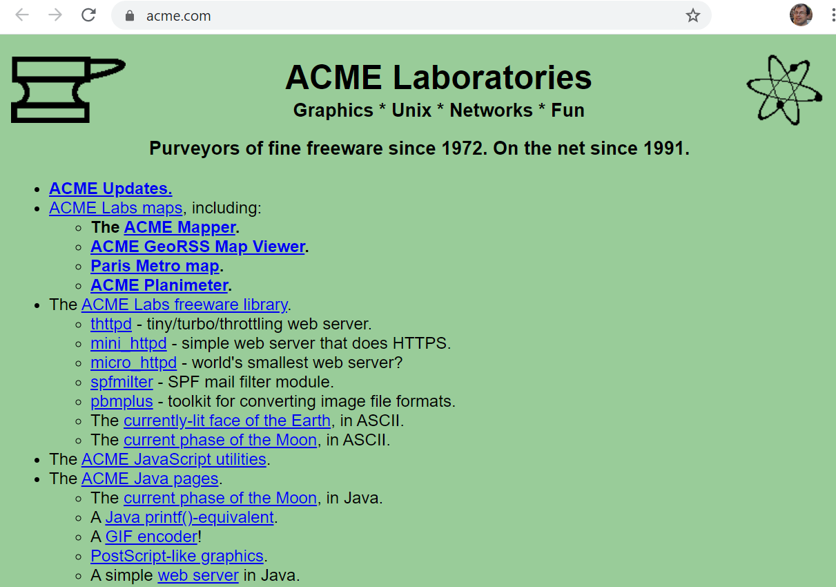 screenshot website acme.com