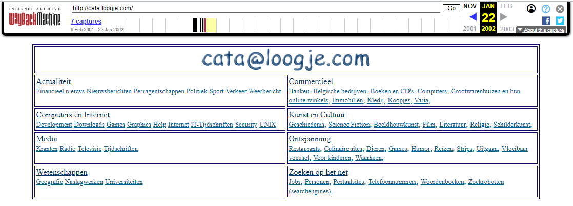 screenshot cat@loogje.com website 2001