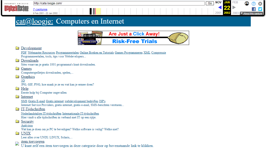screenshot cat@loogje.com website 2001