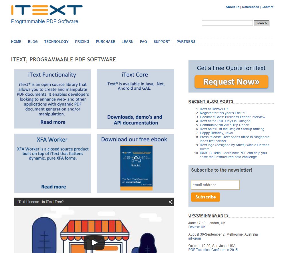 iText website with the new logo in 2015