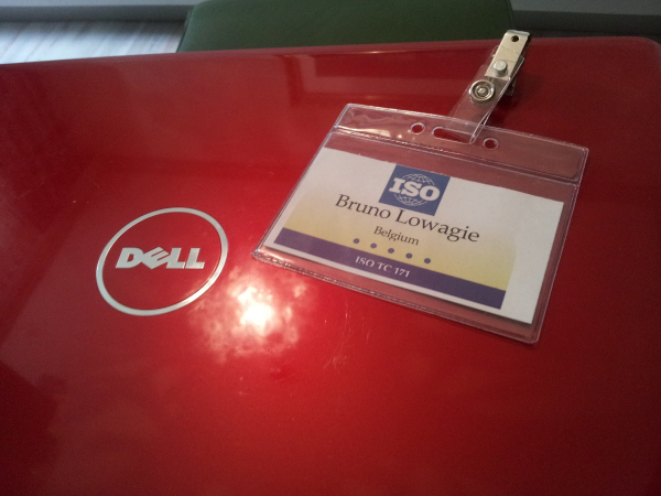 My badge and portable for the ISO meeting in Vienna