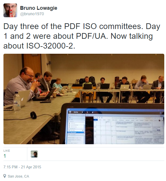 Tweet from ISO meeting in San Jose in 2015