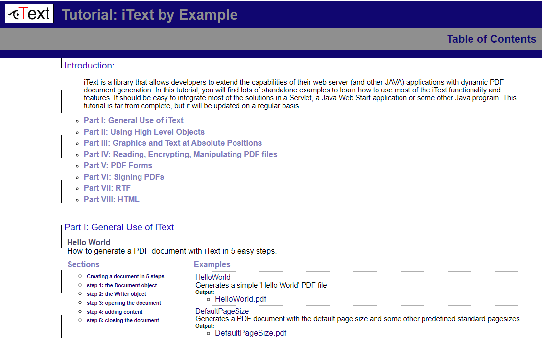 new iText tutorial 2004