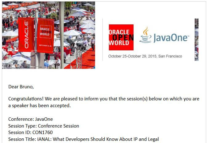 JavaOne talk approved