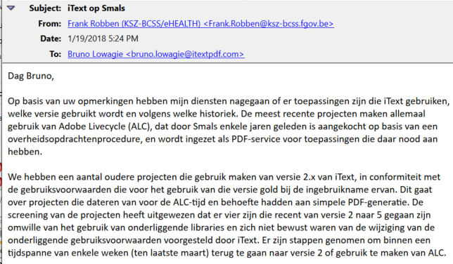 mail from CEO Smals
